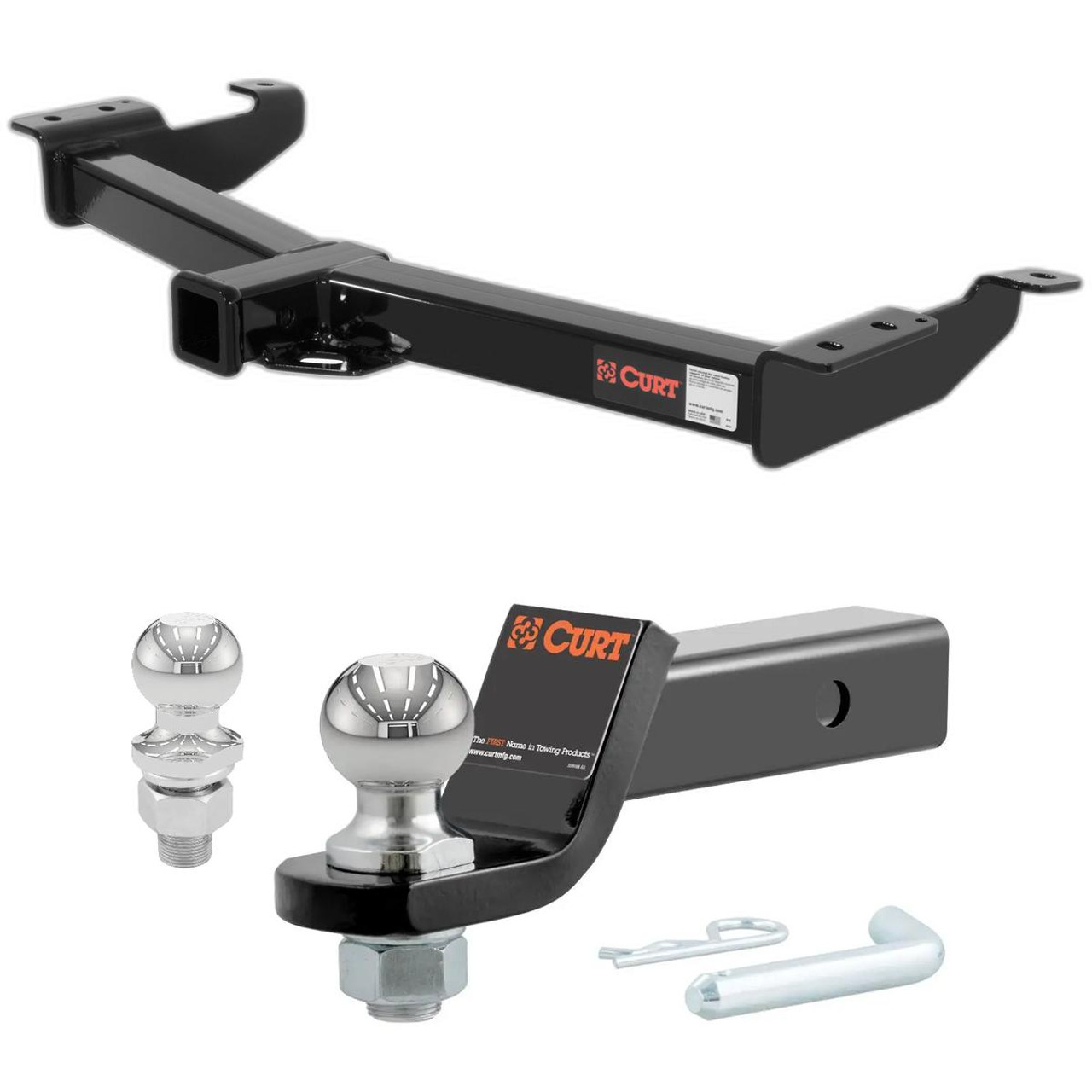 2000-2002 Ford E-150 Econoline All CURT Class 4 Trailer Hitch, 2" Receiver + 2" Ball + 1-7/8" Ball Kit