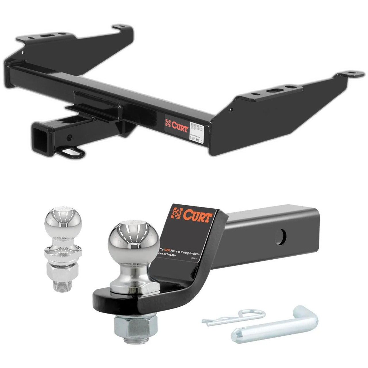 1988-1999 GMC C1500 Excluding dual exhaust or 10 in. step bumper CURT Class 4 Trailer Hitch, 2" Receiver + 2" Ball + 1-7/8" Ball Kit