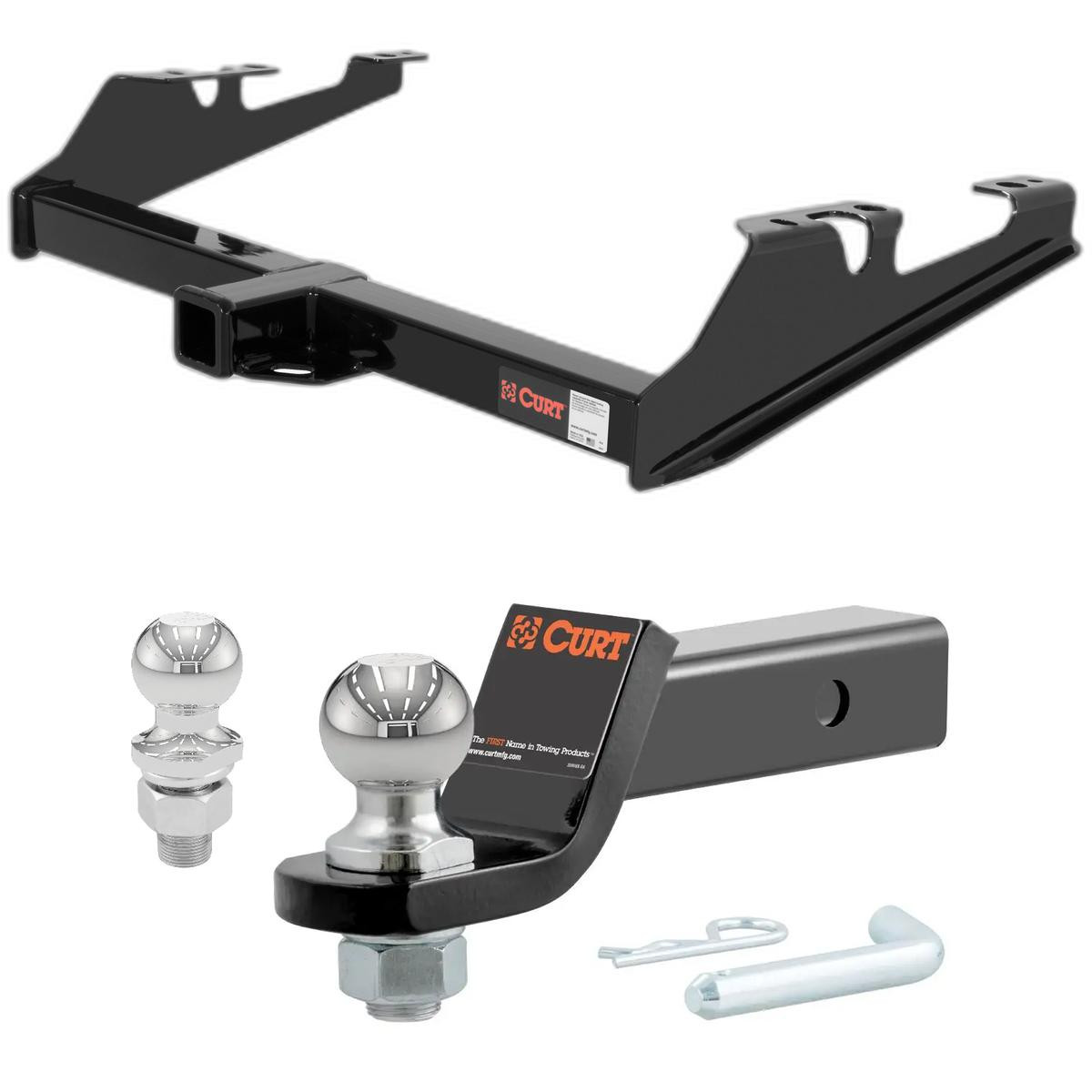 1988-2000 Chevrolet K3500 Excluding dual exhaust, 4-door crew cab, 10 in. step bumper or cab & chassis CURT Class 3 Trailer Hitch, 2" Receiver + 2" Ball + 1-7/8" Ball Kit