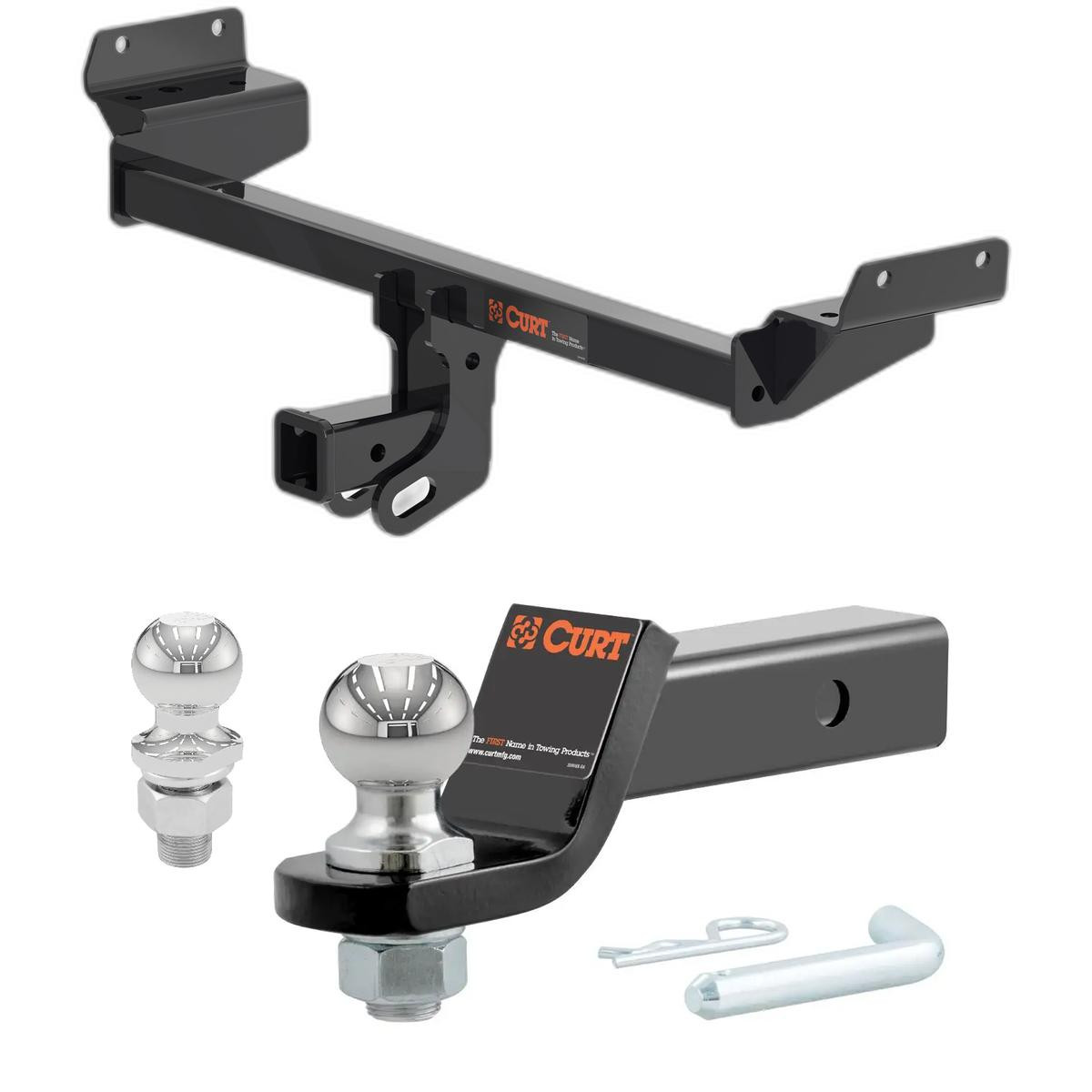2019-2023 Lincoln Nautilus All CURT Class 3 Trailer Hitch, 2" Receiver + 2" Ball + 1-7/8" Ball Kit