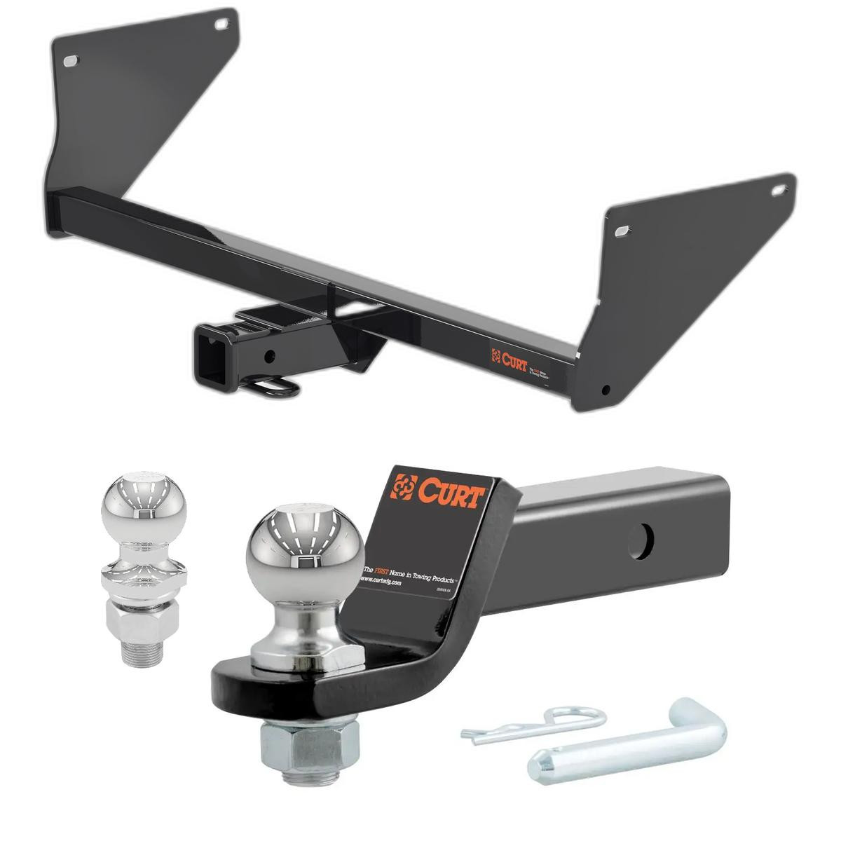 2019-2025 Toyota RAV4 Prime All CURT Class 3 Trailer Hitch, 2" Receiver + 2" Ball + 1-7/8" Ball Kit