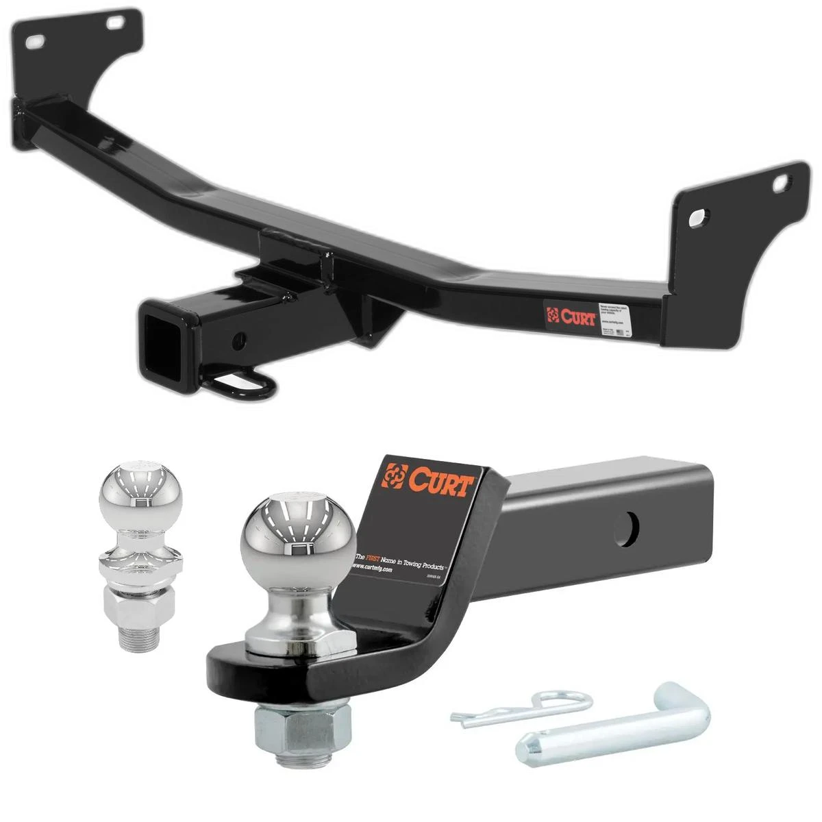 2007-2010 Jeep Patriot All CURT Class 3 Trailer Hitch, 2" Receiver + 2" Ball + 1-7/8" Ball Kit