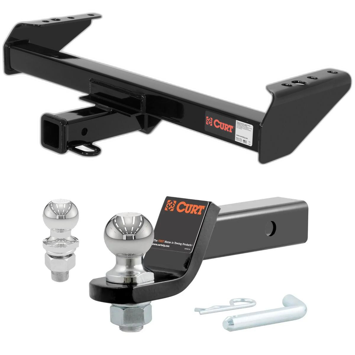1975-1986 Chevrolet C20 Excluding 10 in. step bumper CURT Class 3 Hitch, 2" Receiver + 2" Ball + 1-7/8" Ball Kit