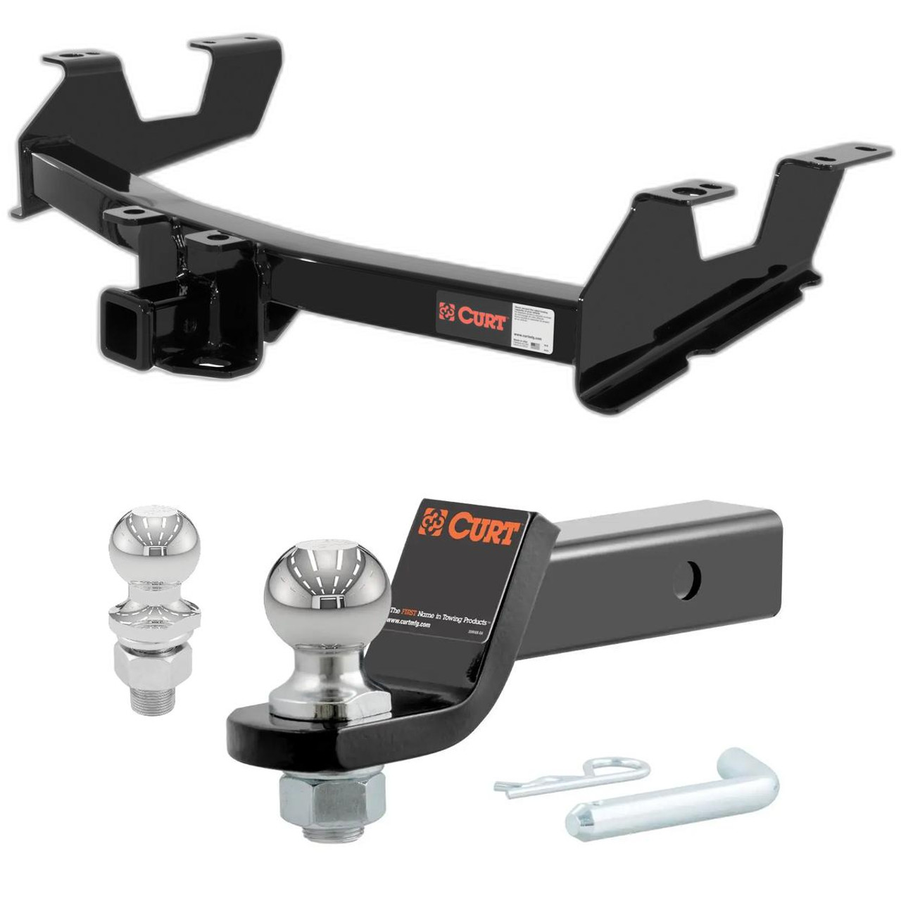 2011-2014 Chevrolet Silverado 3500 HD 6' bed, excluding factory receiver, Tommy Gate lift or cab & chassis CURT Class 3 Hitch, 2" Receiver + 2" Ball + 1-7/8" Ball Kit