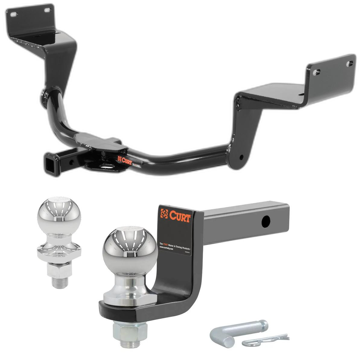 2019-2023 Ford Mustang Coupe, excluding Mach-1, Shelby, active exhaust, or quad exhaust tips Class 1 Trailer Hitch, 1-1/4" Receiver + 2" Ball + 1-7/8" Ball Kit