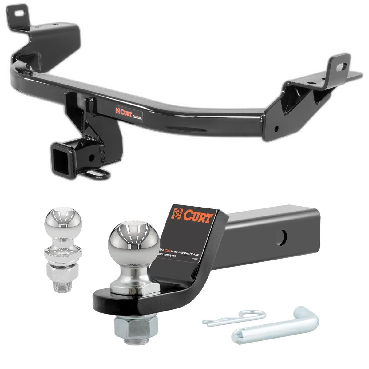 2016-2018 Jeep Cherokee Overland CURT Class 3 Trailer Hitch, 2" Receiver + 2" Ball + 1-7/8" Ball Kit