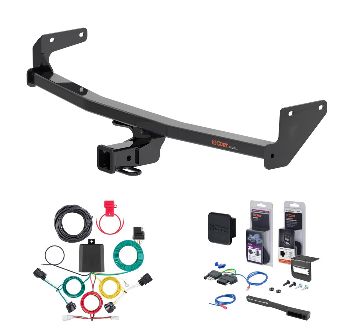 2023 - 2026 Kia Niro Curt 2" Class 3 Trailer Tow Hitch + 5-Flat Wiring Kit Tow Boat/Utility Trailer with Surge Brakes 13531