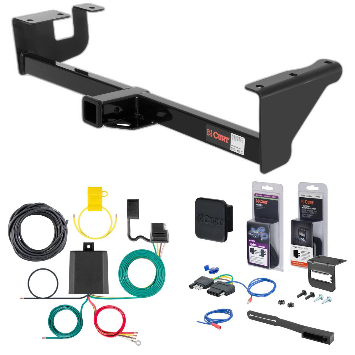 2013 Suzuki Grand Vitara Excluding XL-7 Curt 2" Class 3 Trailer Tow Hitch + 5-Flat Wiring Kit Tow Boat/Utility Trailer with Surge Brakes 13001