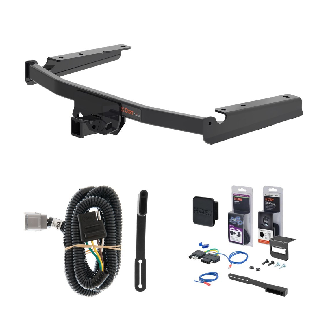 2020 - 2026 Toyota Highlander Curt 2" Class 3 Trailer Tow Hitch + 5-Flat Wiring Kit Tow Boat/Utility Trailer with Surge Brakes 13453