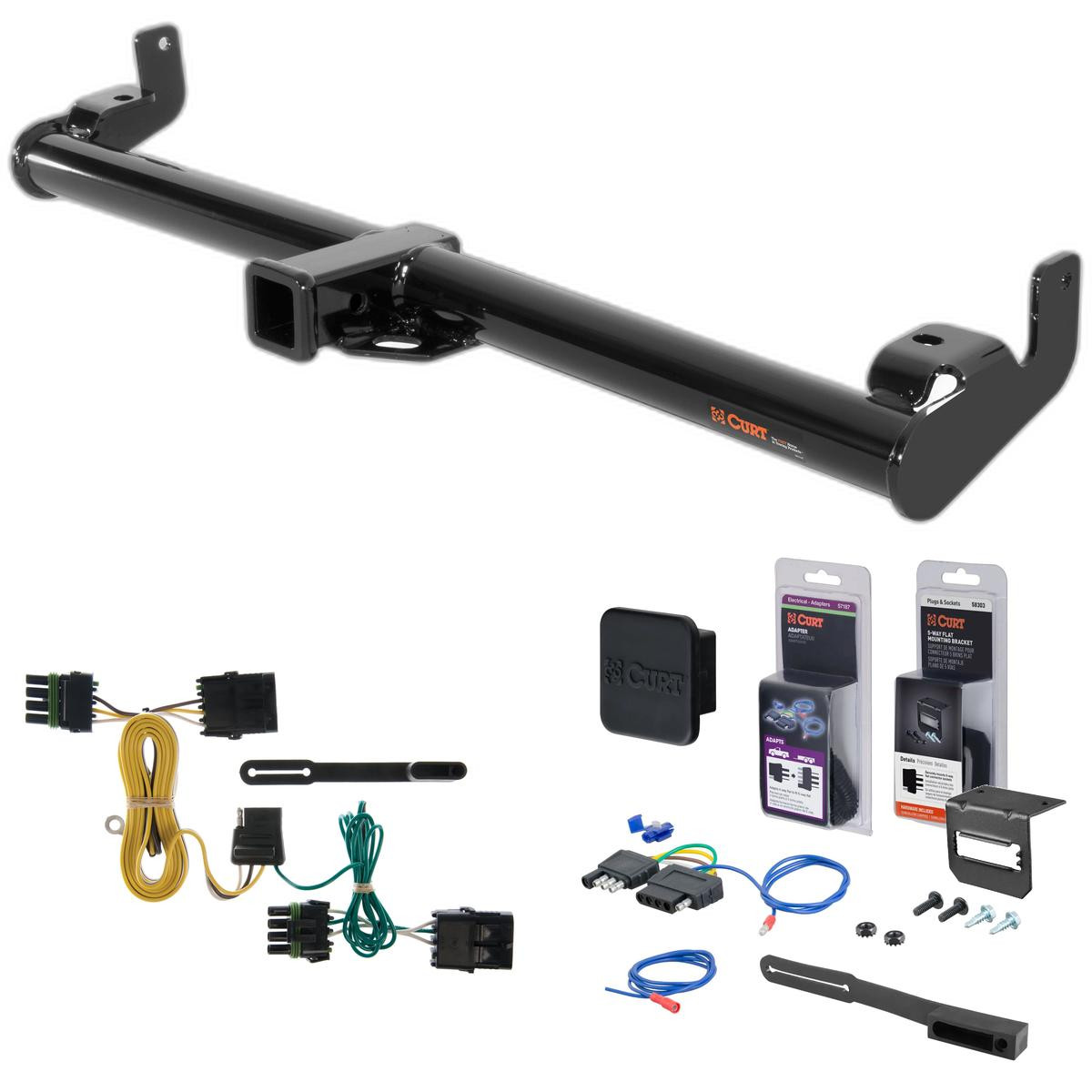 1997 Jeep Wrangler TJ Curt 2" Class 3 Trailer Tow Hitch + 5-Flat Wiring Kit Tow Boat/Utility Trailer with Surge Brakes 13430