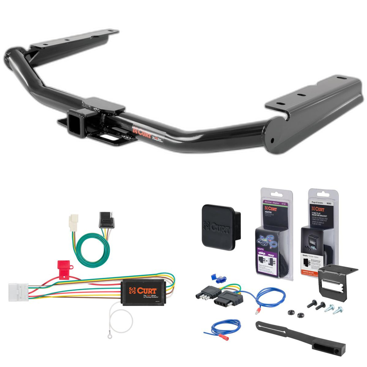 14 - 19 Toyota Highlander Curt 2" Class 3 Trailer Tow Hitch + 5-Flat Wiring Kit Tow Boat/Utility Trailer with Surge Brakes 13200 14 - 19 Toyota Highlander Curt 2" Class 3 Trailer Tow Hitch + 5-Flat Wiring Kit Tow Boat/Utility Trailer with Surge Brakes 13200