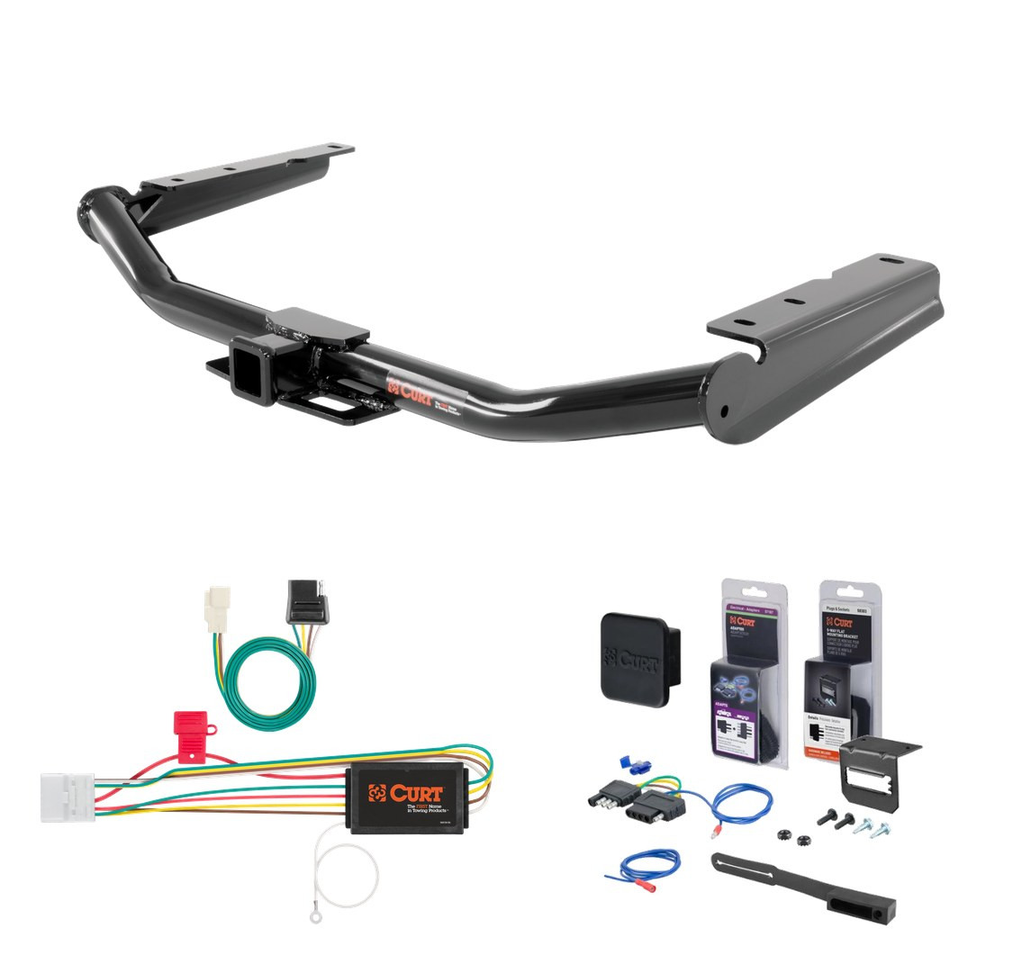 2014 - 2019 Toyota Highlander Curt 2" Class 3 Trailer Tow Hitch + 5-Flat Wiring Kit Tow Boat/Utility Trailer with Surge Brakes 13200