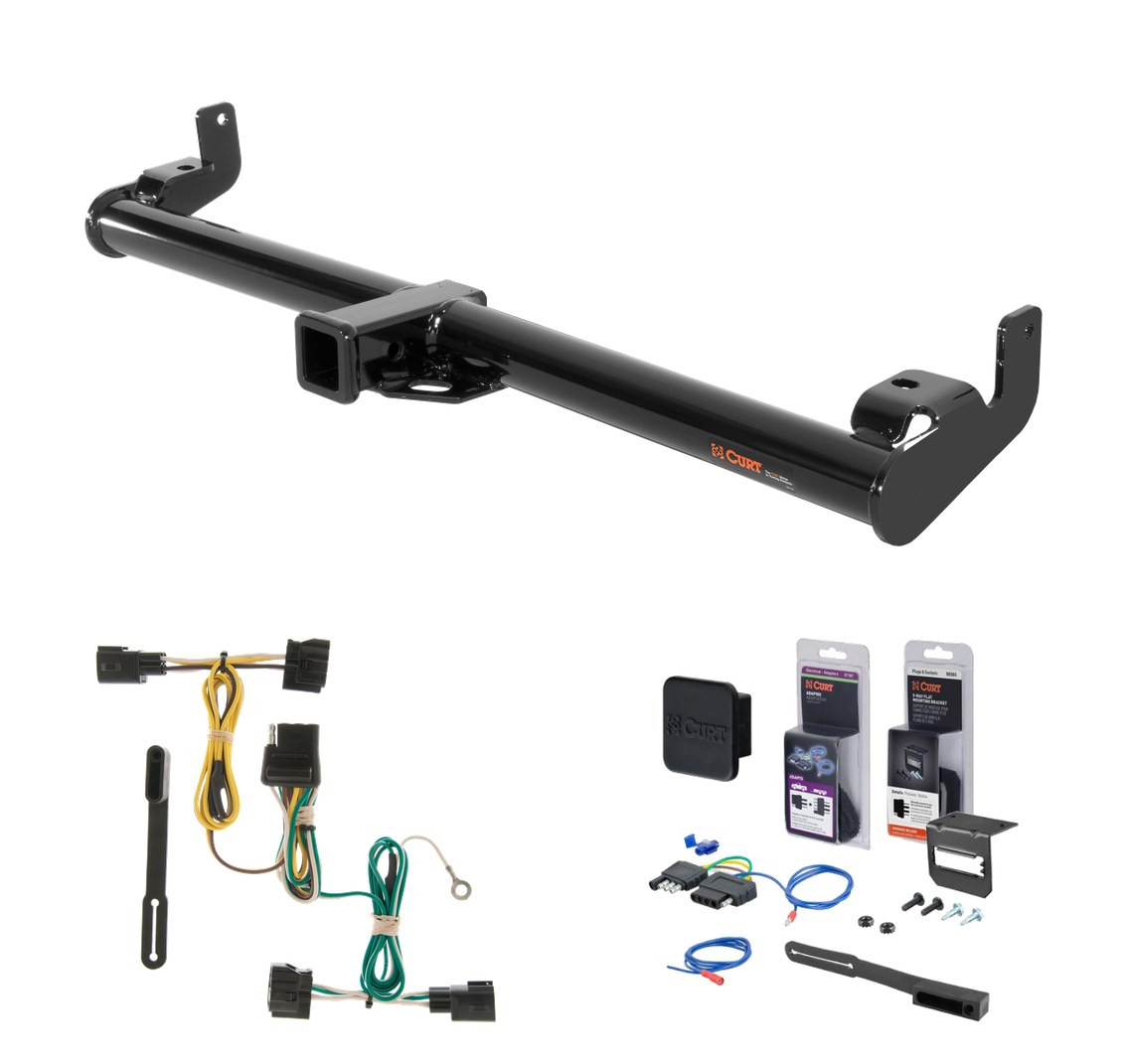 1998 - 2006 Jeep Wrangler TJ Curt 2" Class 3 Trailer Tow Hitch + 5-Flat Wiring Kit Tow Boat/Utility Trailer with Surge Brakes 13430