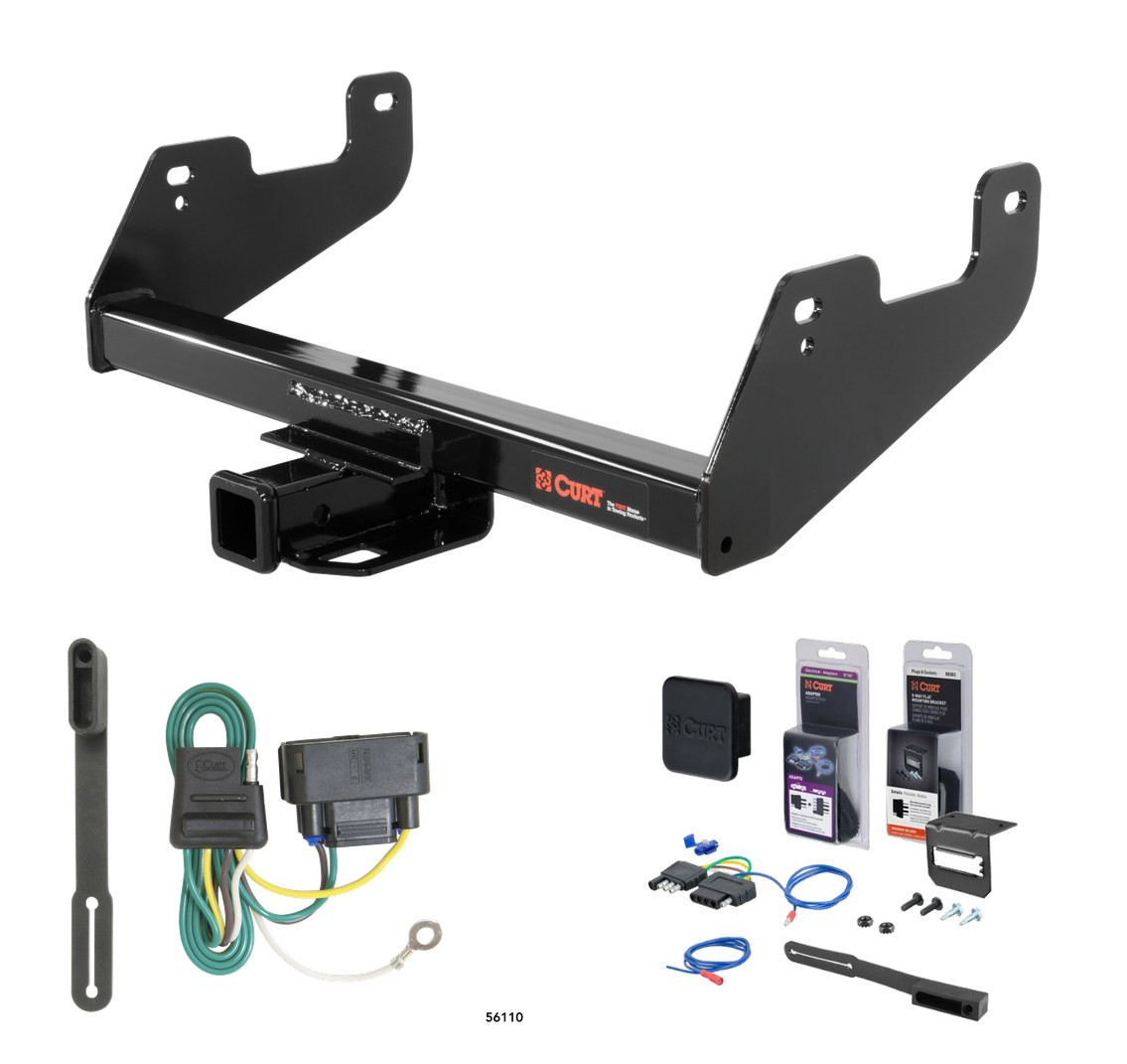 2021 - 2023 Ford F-150 Excluding factory receiver or Police Responder Curt 2" Class 4 Trailer Tow Hitch + 5-Flat Wiring Kit Tow Boat/Utility Trailer with Surge Brakes 14017
