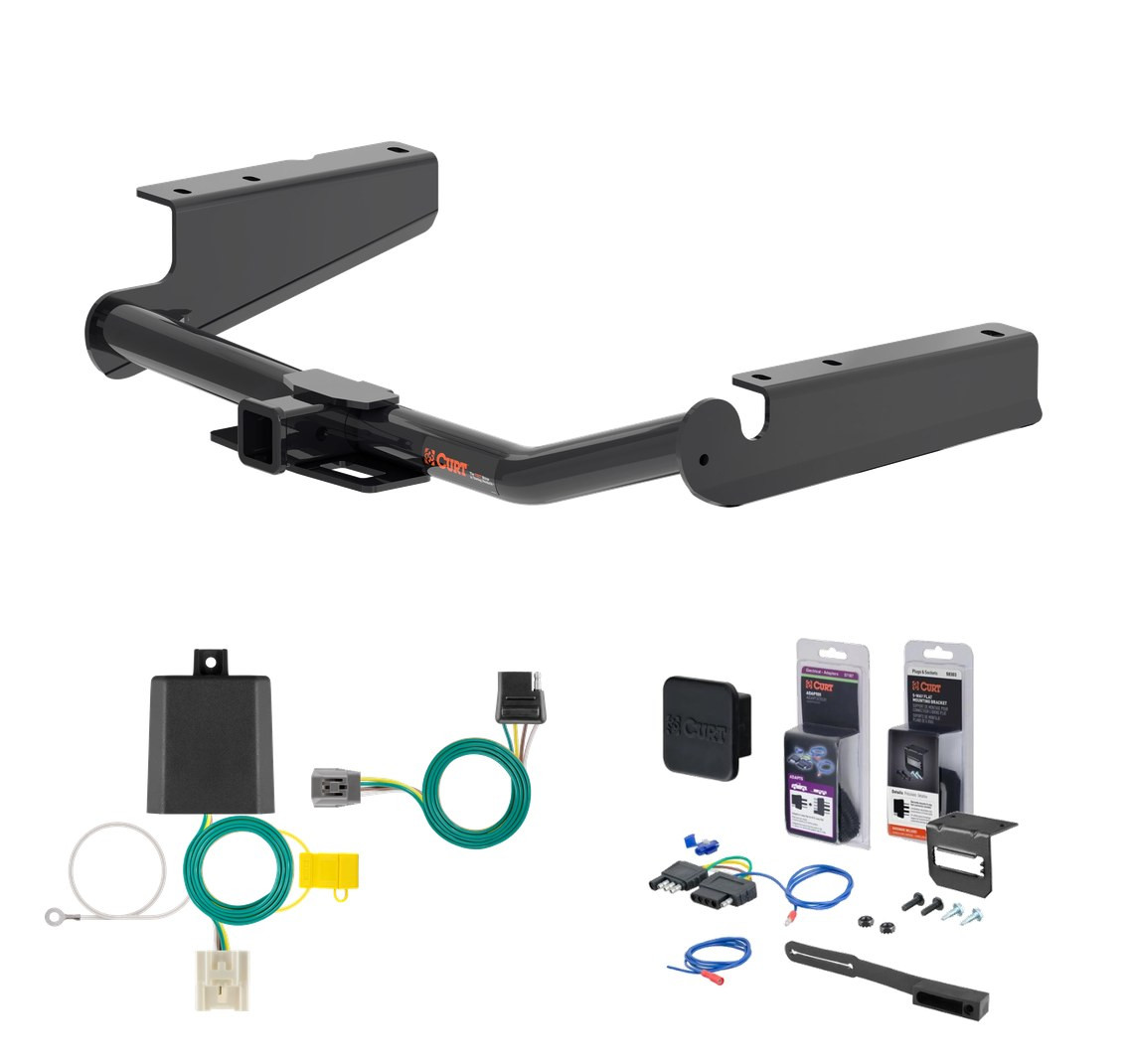 2020 - 2026 Toyota Highlander Excluding XSE Curt 2" Class 3 Trailer Tow Hitch + 5-Flat Wiring Kit Tow Boat/Utility Trailer with Surge Brakes 13460-5
