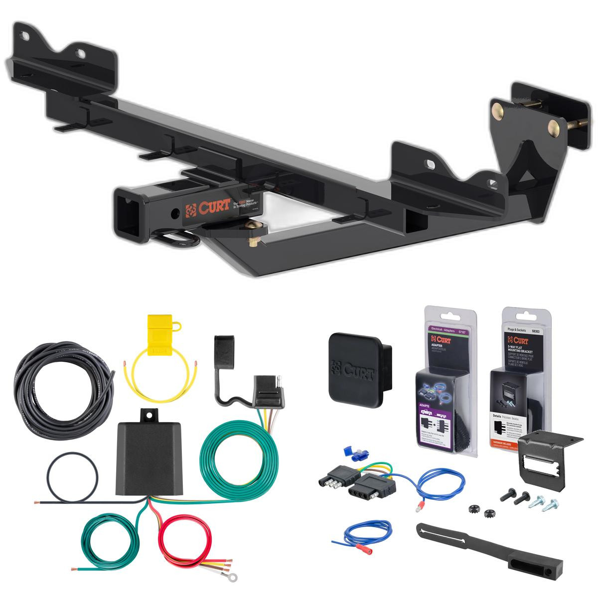 12 - 15 Mercedes-Benz ML350 Excluding diesel Curt 2" Class 3 Trailer Tow Hitch + 5-Flat Wiring Kit Tow Boat/Utility Trailer with Surge Brakes 13411