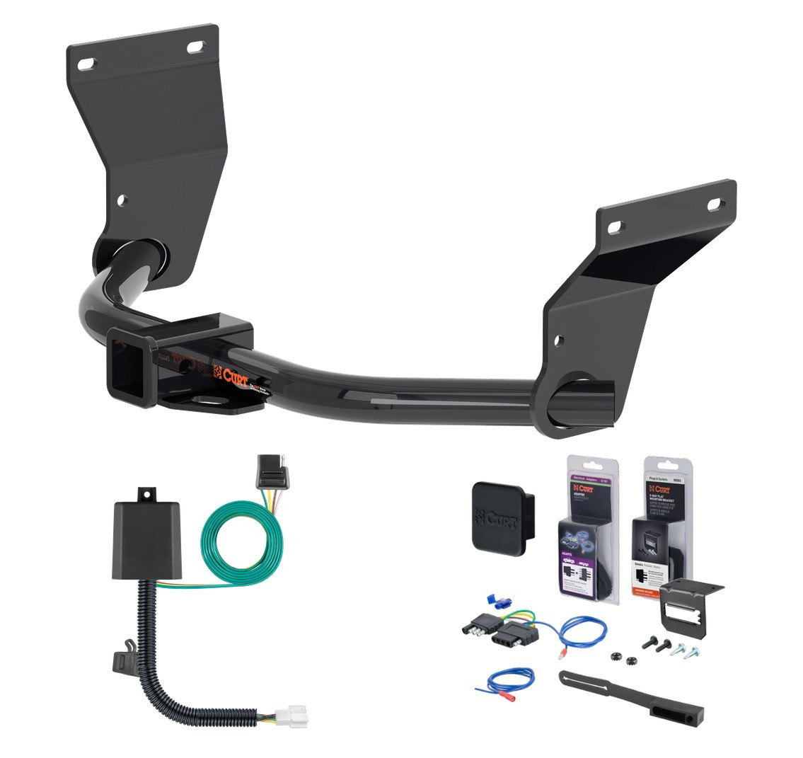 2019 - 2022 Acura RDX Curt 2" Class 3 Trailer Tow Hitch + 5-Flat Wiring Kit Tow Boat/Utility Trailer with Surge Brakes 13423