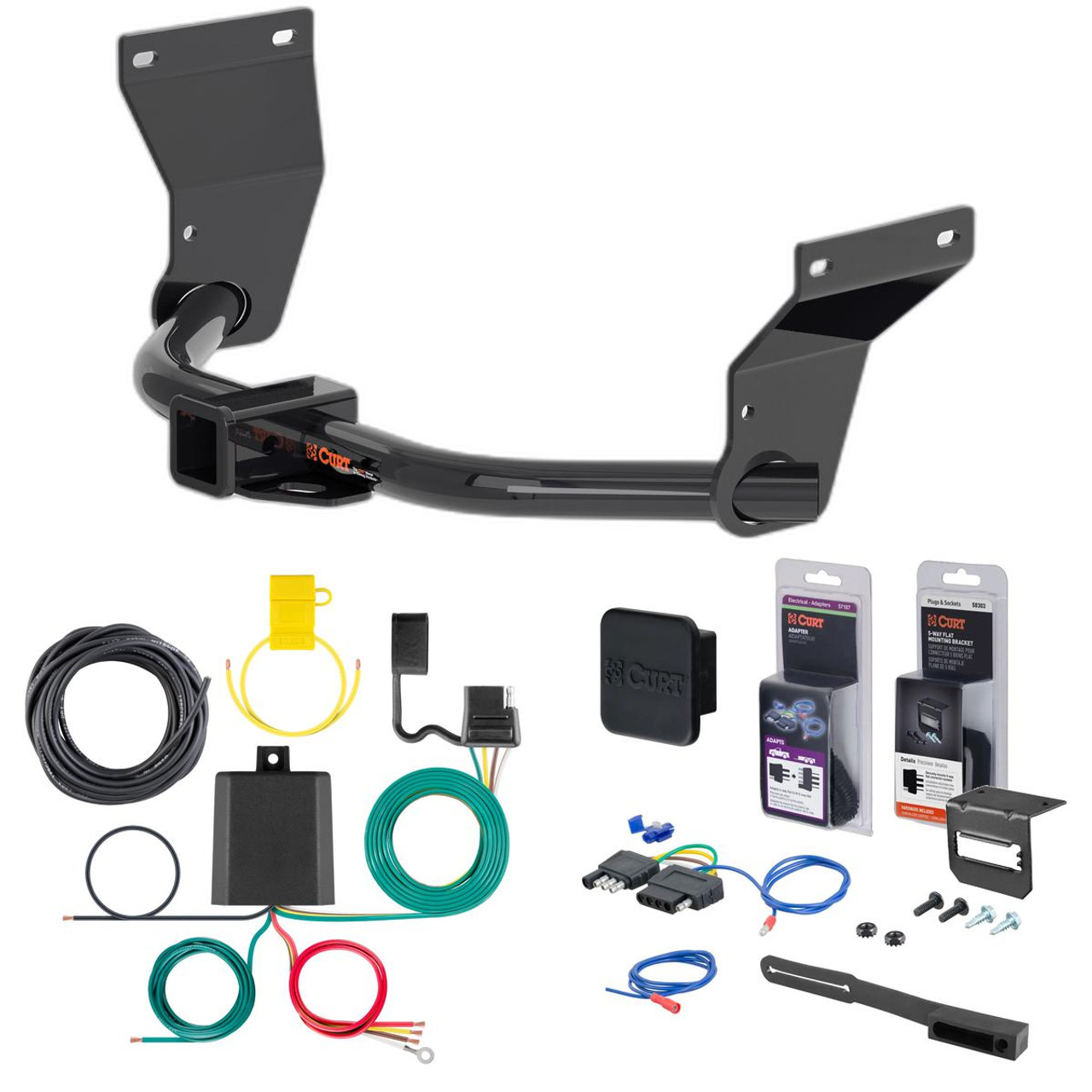 23 - 24 Acura RDX  Curt 2" Class 3 Trailer Tow Hitch + 5-Flat Wiring Kit Tow Boat/Utility Trailer with Surge Brakes 13423 23 - 24 Acura RDX  Curt 2" Class 3 Trailer Tow Hitch + 5-Flat Wiring Kit Tow Boat/Utility Trailer with Surge Brakes 13423