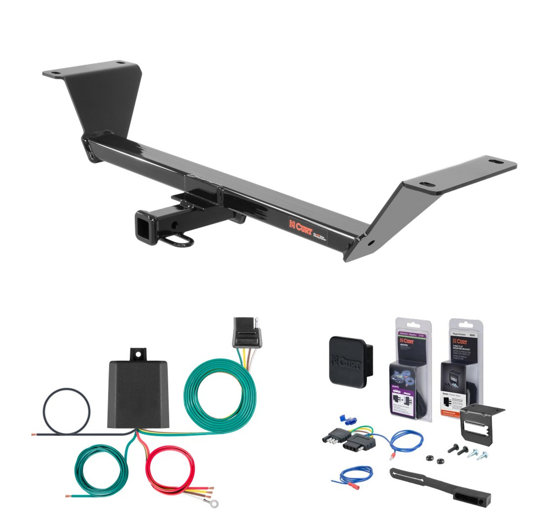 2015 - 2020 Audi A3 Quattro Sedan Curt 1-1/4" Class 1 Trailer Tow Hitch + 5-Flat Wiring Kit Tow Boat/Utility Trailer with Surge Brakes 11399