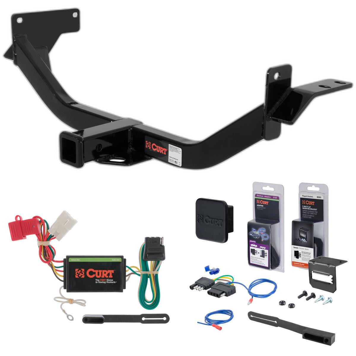 06 - 11 Mitsubishi Endeavor Curt 2" Class 3 Trailer Tow Hitch + 5-Flat Wiring Kit Tow Boat/Utility Trailer with Surge Brakes 13113