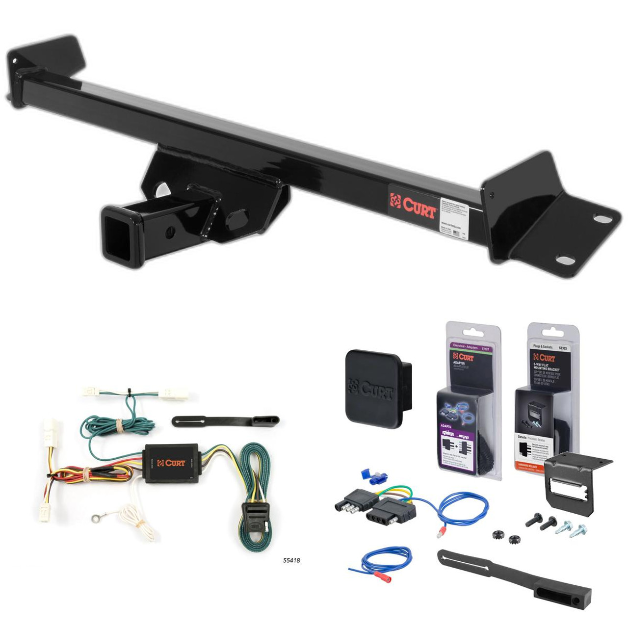 98 - 03 Toyota Sienna Curt 2" Class 3 Trailer Tow Hitch + 5-Flat Wiring Kit Tow Boat/Utility Trailer with Surge Brakes 13511 98 - 03 Toyota Sienna Curt 2" Class 3 Trailer Tow Hitch + 5-Flat Wiring Kit Tow Boat/Utility Trailer with Surge Brakes 13511