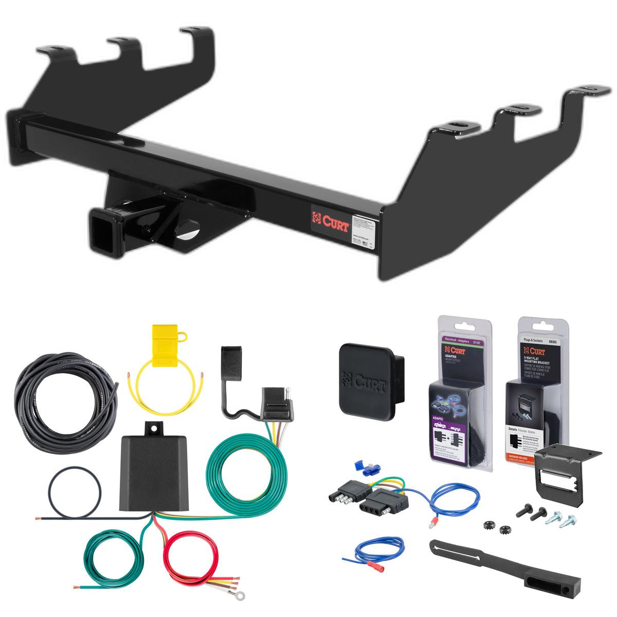 01 - 06 GMC Sierra 1500 HD With Tommy Gate lift or 10" drop bumper Curt 2" Class 3 Trailer Tow Hitch + 5-Flat Wiring Kit Tow Boat/Utility Trailer with Surge Brakes 13339