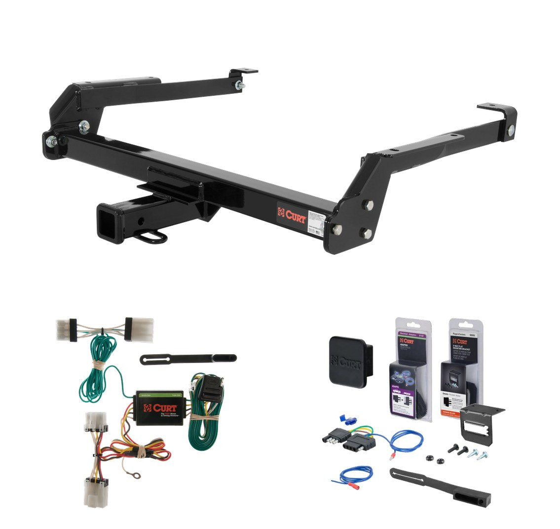 1987 - 1994 Nissan D21 Curt 2" Class 3 Trailer Tow Hitch + 5-Flat Wiring Kit Tow Boat/Utility Trailer with Surge Brakes 13092