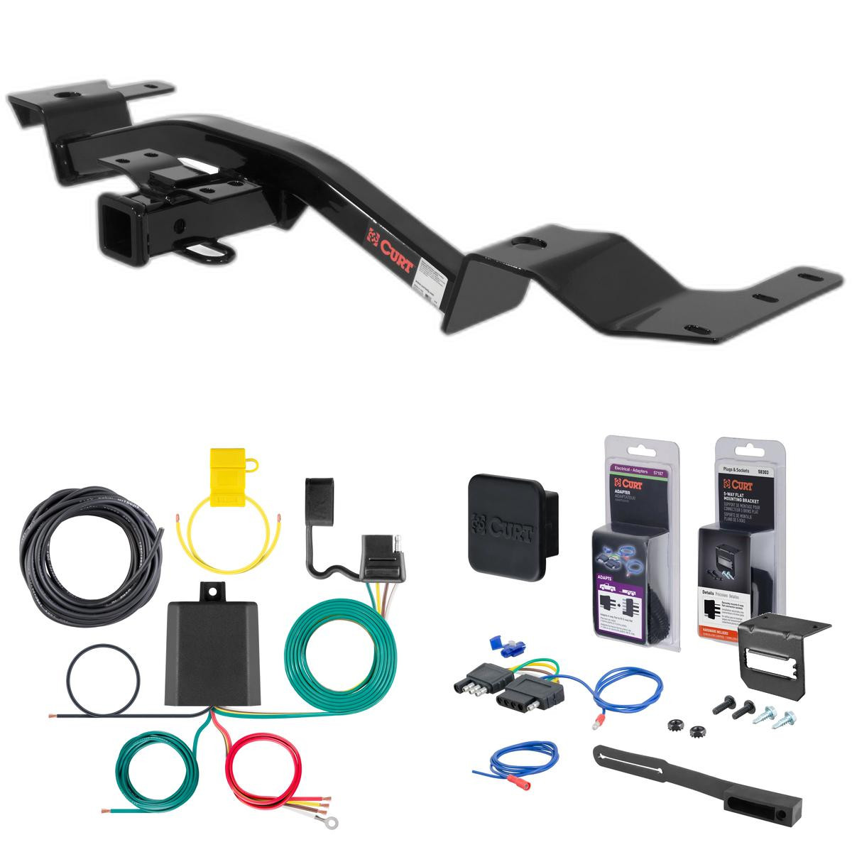03 - 07 Toyota Sequoia Curt 2" Class 3 Trailer Tow Hitch + 5-Flat Wiring Kit Tow Boat/Utility Trailer with Surge Brakes 13440