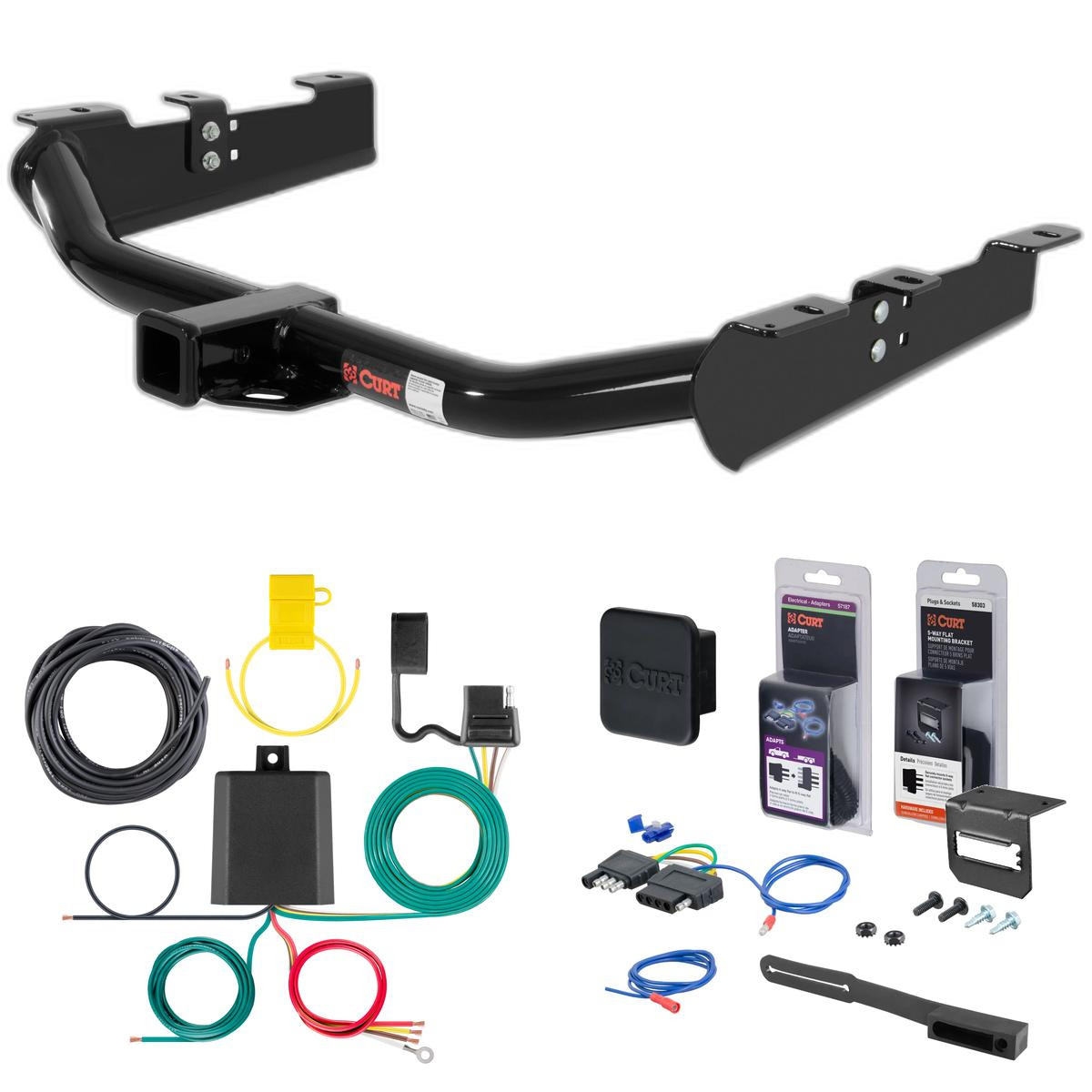 01 - 06 GMC Sierra 3500 8' bed, excluding factory receiver, Tommy Gate lift, 10" drop bumper and cab & chassis Curt 2" Class 3 Trailer Tow Hitch + 5-Flat Wiring Kit Tow Boat/Utility Trailer with Surge Brakes 13211