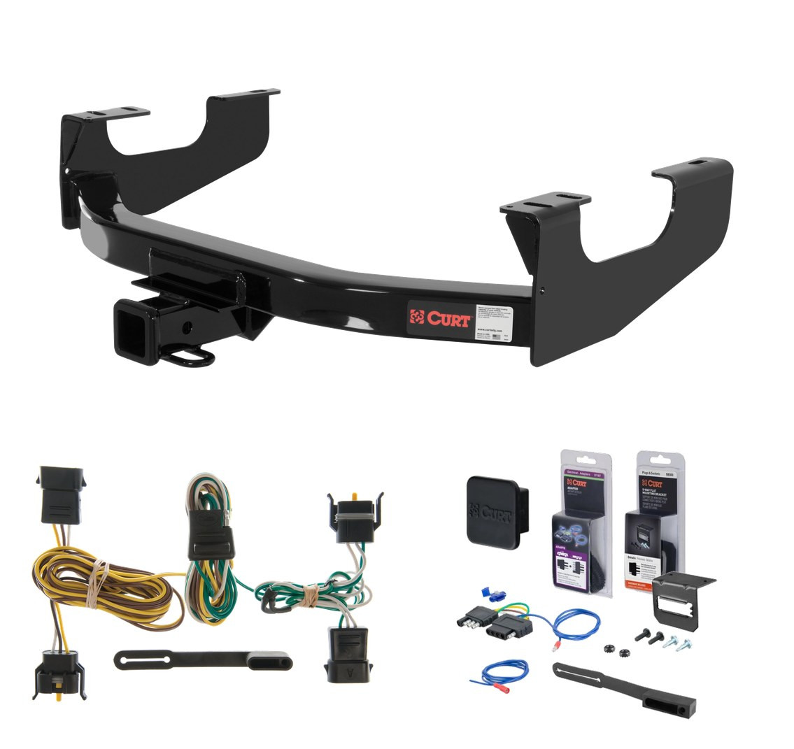 1997 - 1999 Ford F-250LD New body Curt 2" Class 3 Trailer Tow Hitch + 5-Flat Wiring Kit Tow Boat/Utility Trailer with Surge Brakes 13355
