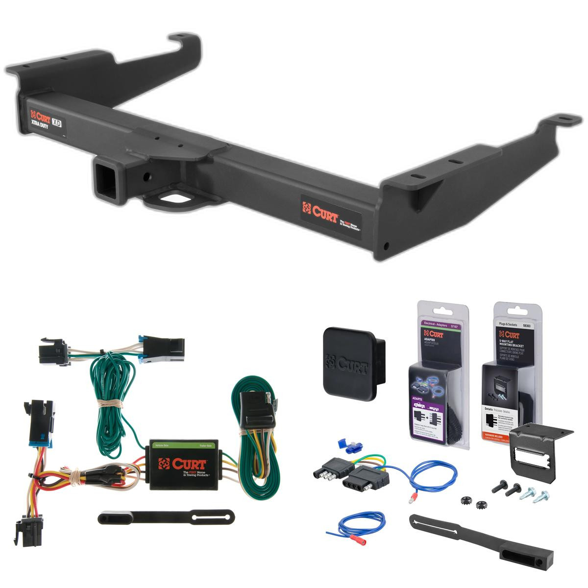 00 - 02 GMC Savana 3500 Excluding cutaway models Curt 2" Class 5 Trailer Tow Hitch + 5-Flat Wiring Kit Tow Boat/Utility Trailer with Surge Brakes 15320