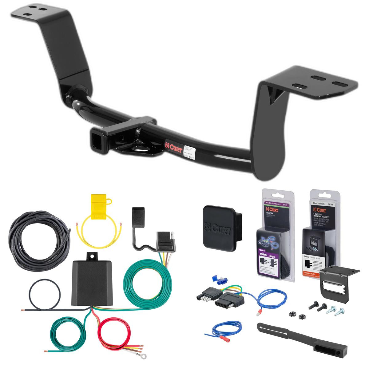 07 - 11 Lexus GS350 Curt 1-1/4" Class 1 Trailer Tow Hitch + 5-Flat Wiring Kit Tow Boat/Utility Trailer with Surge Brakes 11372