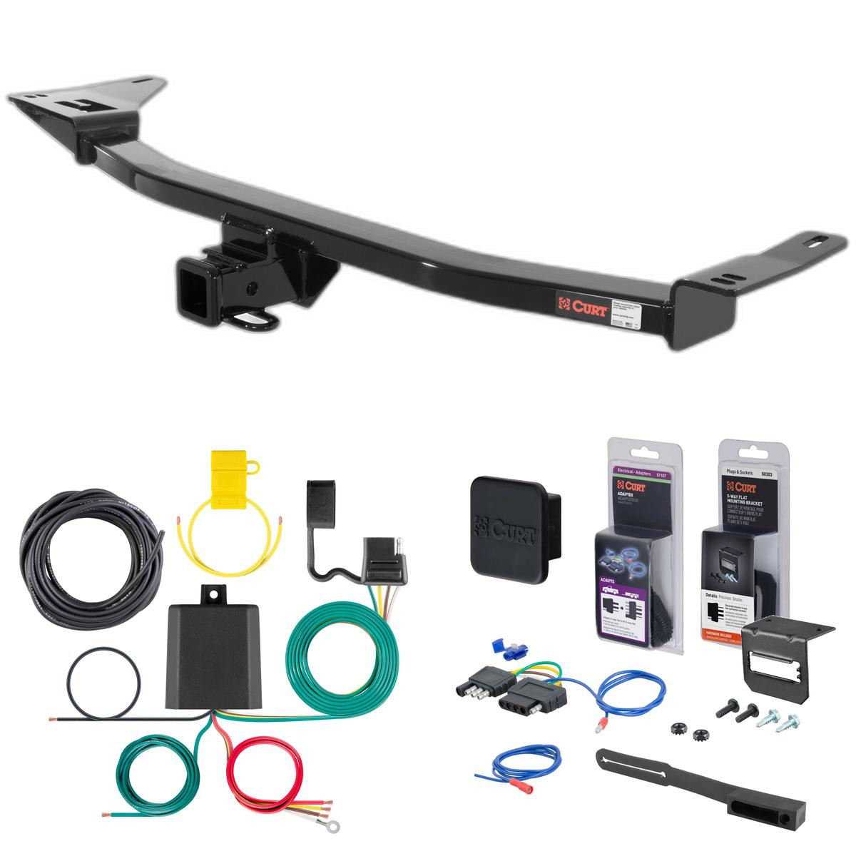 05 - 07 Mercury Montego Curt 2" Class 3 Trailer Tow Hitch + 5-Flat Wiring Kit Tow Boat/Utility Trailer with Surge Brakes 13542
