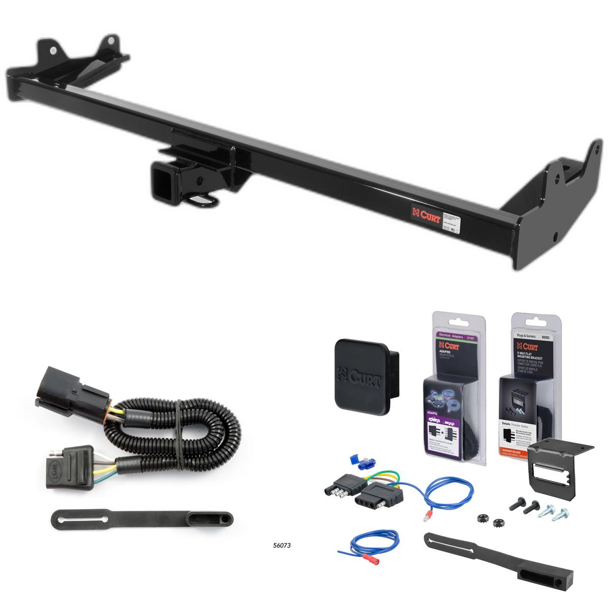 04 - 07 Mercury Monterey Van Curt 2" Class 3 Trailer Tow Hitch + 5-Flat Wiring Kit Tow Boat/Utility Trailer with Surge Brakes 13587-1
