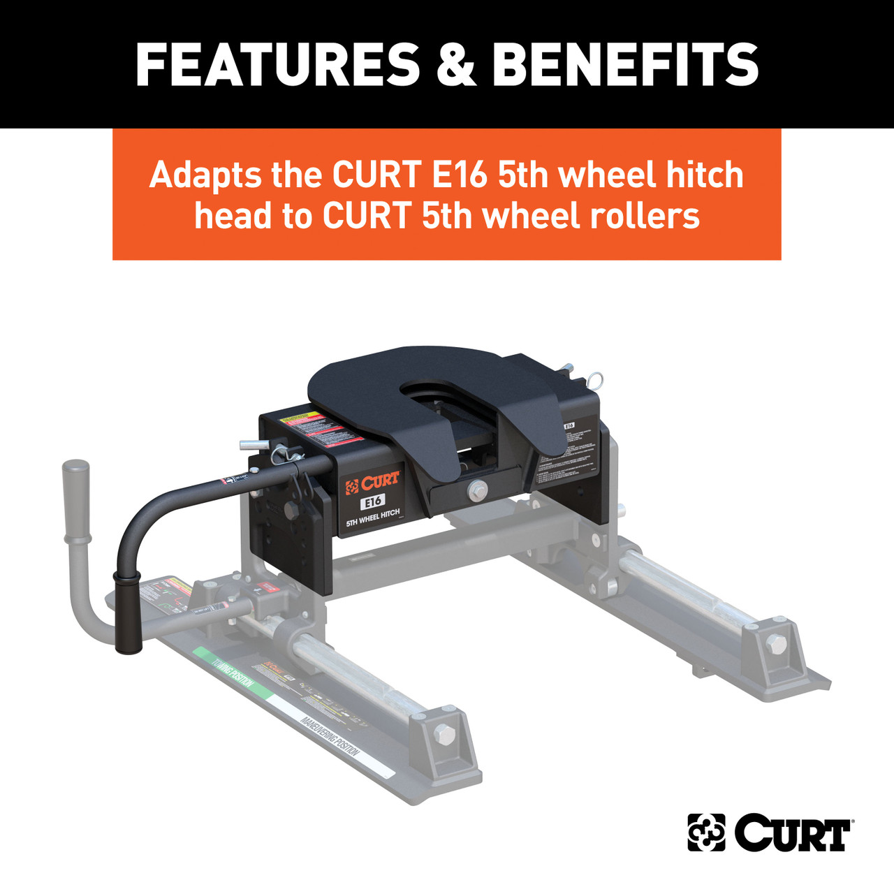 CURT E16 5th Wheel Hitch Head Adapter Trailer Hitch Receiver Tube Adapter