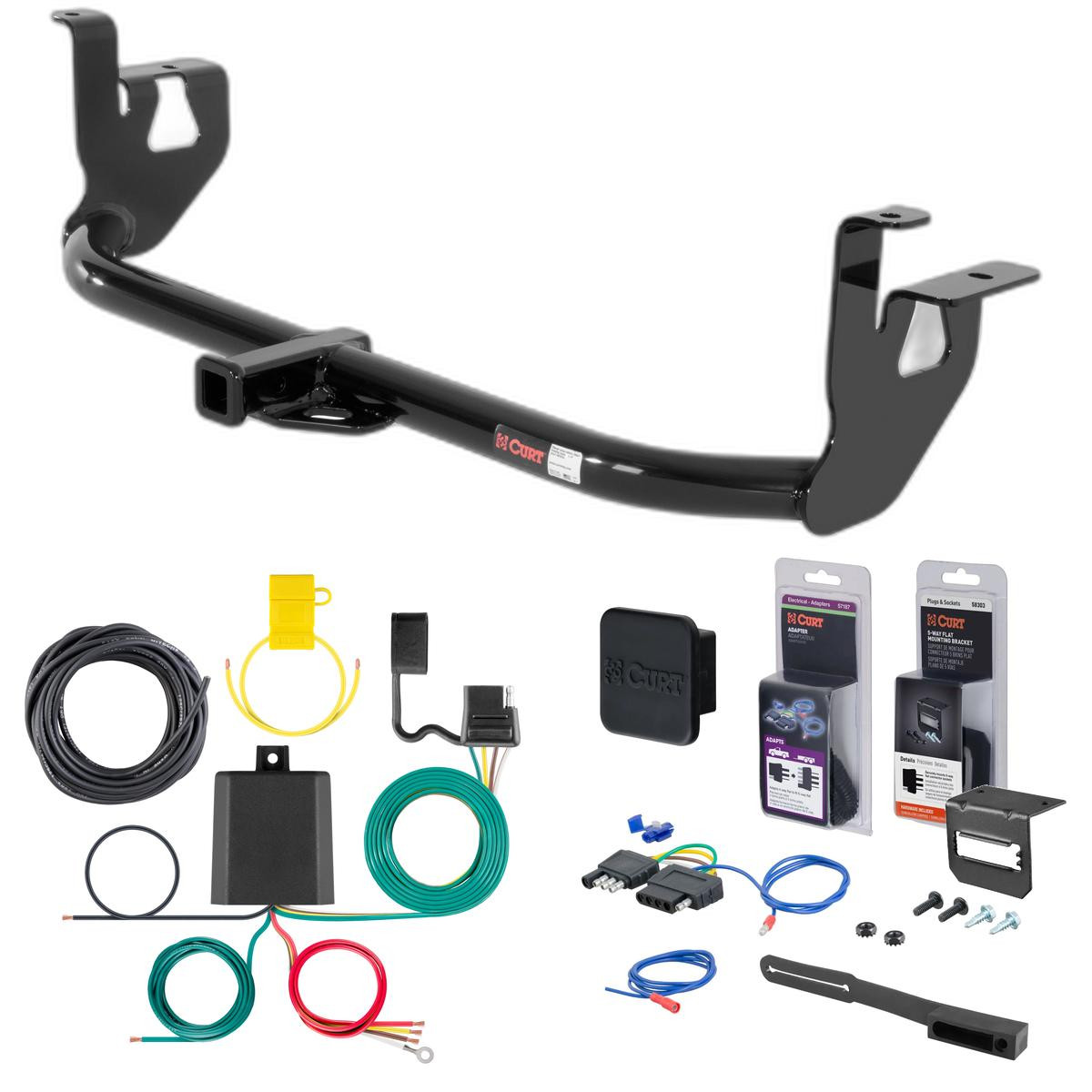 10 - 14 Volkswagen GTI Curt 1-1/4" Class 1 Trailer Tow Hitch + 5-Flat Wiring Kit Tow Boat/Utility Trailer with Surge Brakes 11000
