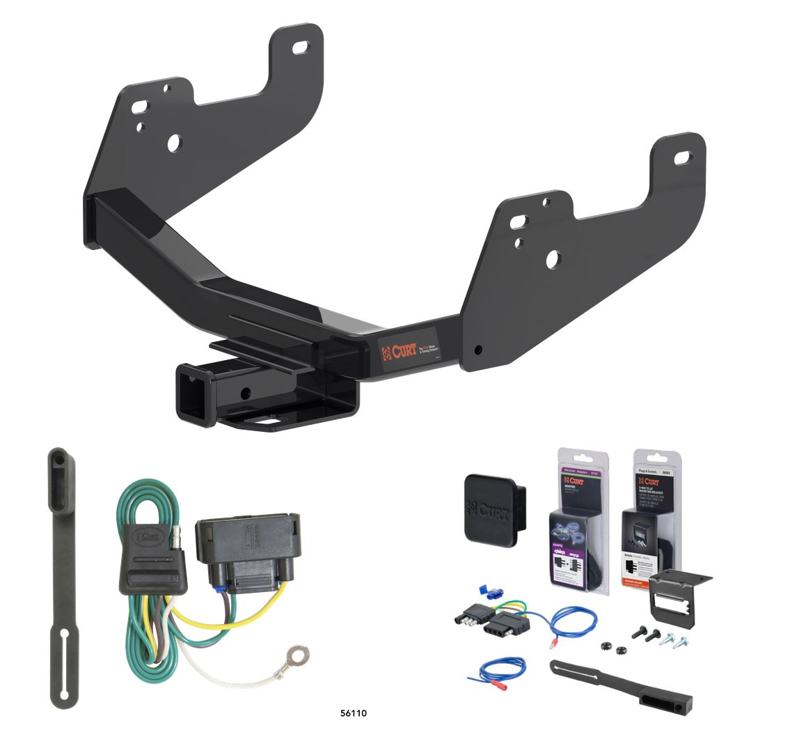 2015 - 2019 Ford F-150 With factory receiver Curt 2" Class 4 Trailer Tow Hitch + 5-Flat Wiring Kit Tow Boat/Utility Trailer with Surge Brakes 14021