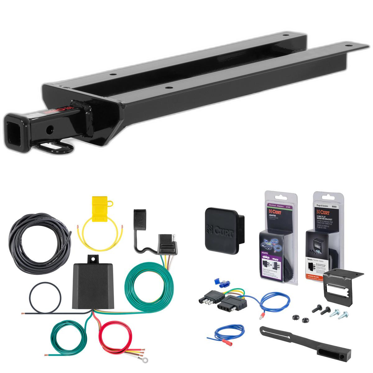 00 - 04 Volvo V40  Curt 1-1/4" Class 1 Trailer Tow Hitch + 5-Flat Wiring Kit Tow Boat/Utility Trailer with Surge Brakes 11822