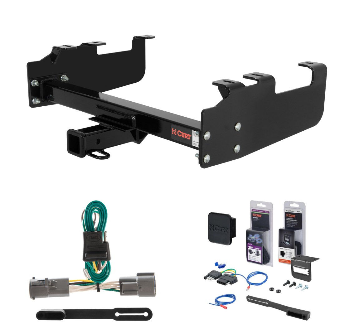 1987 - 1996 Ford F-250 Old body with 10" drop bumper, excluding 1973 - 1979 crew cab Curt 2" Class 3 Trailer Tow Hitch + 5-Flat Wiring Kit Tow Boat/Utility Trailer with Surge Brakes 13099
