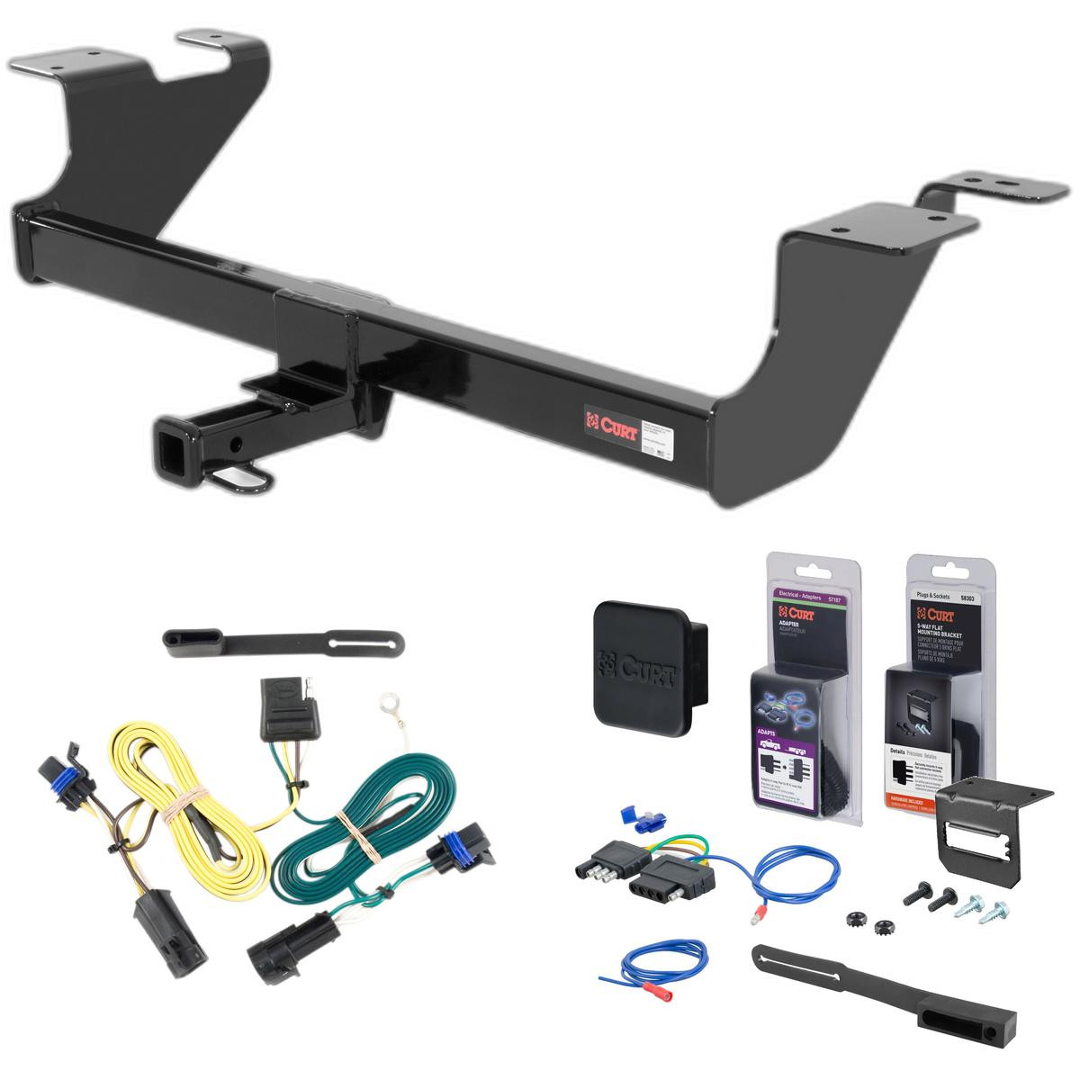 05 - 10 Pontiac G6 Coupe and sedan Curt 1-1/4" Class 2 Trailer Tow Hitch + 5-Flat Wiring Kit Tow Boat/Utility Trailer with Surge Brakes 12333