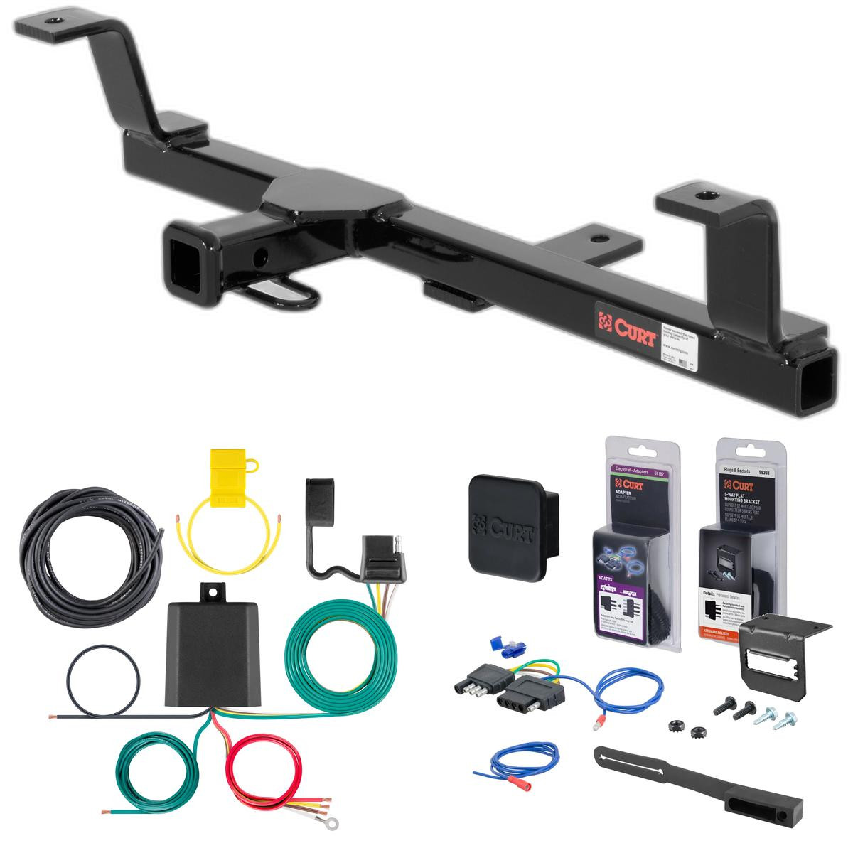 98 - 05 Volkswagen Passat Wagon, excluding 4MOTION Curt 1-1/4" Class 1 Trailer Tow Hitch + 5-Flat Wiring Kit Tow Boat/Utility Trailer with Surge Brakes 11054