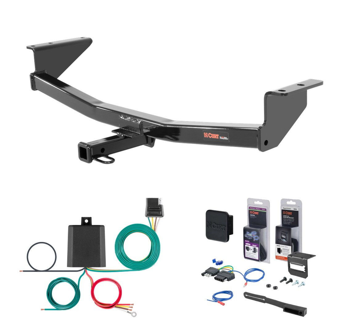 2014 - 2015 Nissan Rogue Select Curt 1-1/4" Class 2 Trailer Tow Hitch + 5-Flat Wiring Kit Tow Boat/Utility Trailer with Surge Brakes 12122