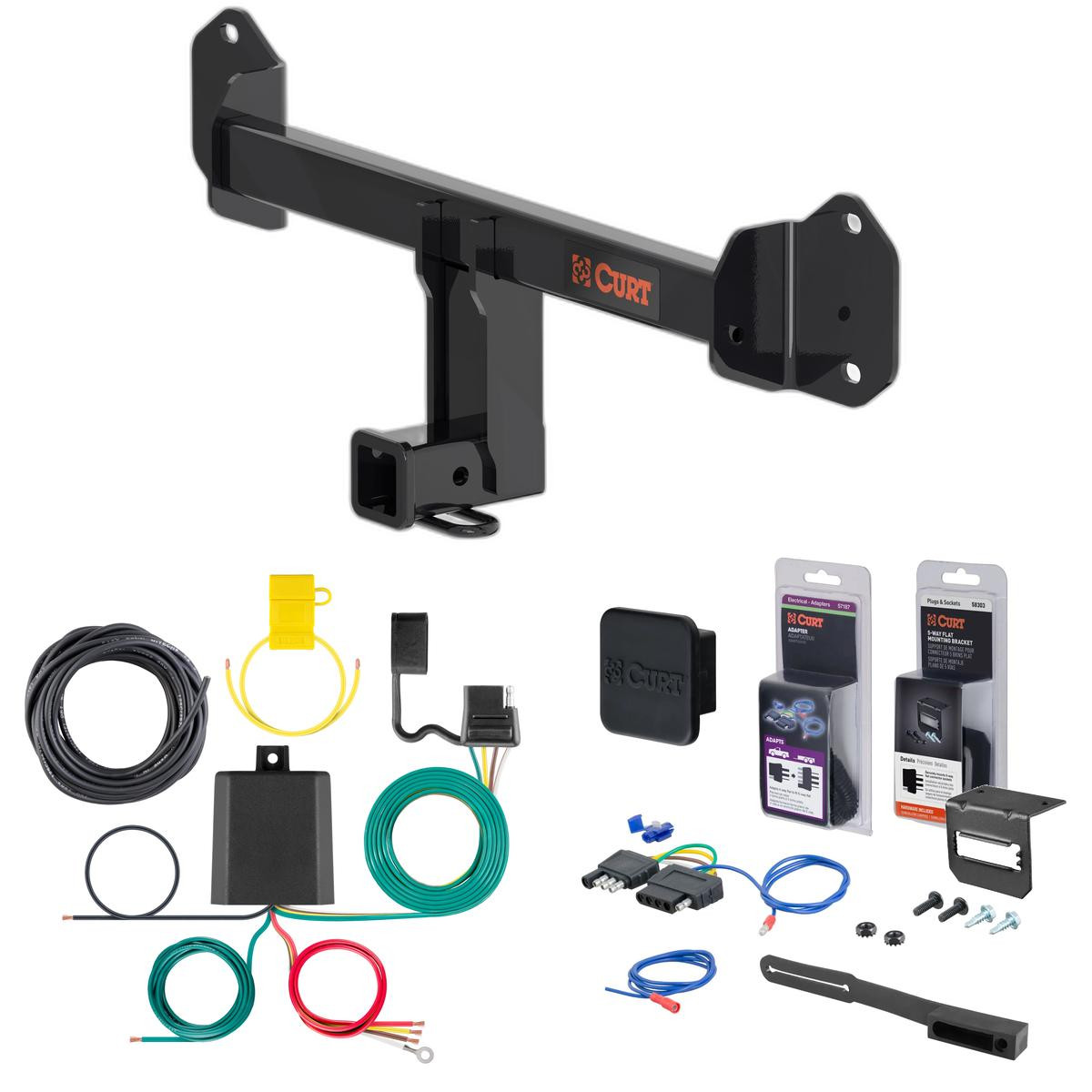 19 - 24 Buick X4 Curt 2" Class 3 Trailer Tow Hitch + 5-Flat Wiring Kit Tow Boat/Utility Trailer with Surge Brakes 13578