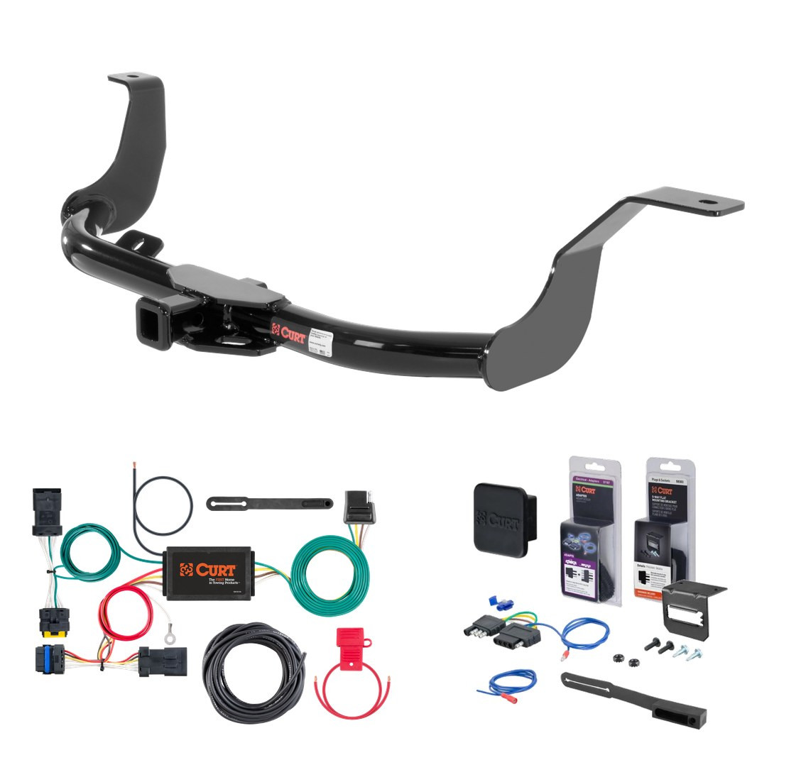 2014 - 2019 Nissan Versa Sedan Curt 1-1/4" Class 1 Trailer Tow Hitch + 5-Flat Wiring Kit Tow Boat/Utility Trailer with Surge Brakes 11256