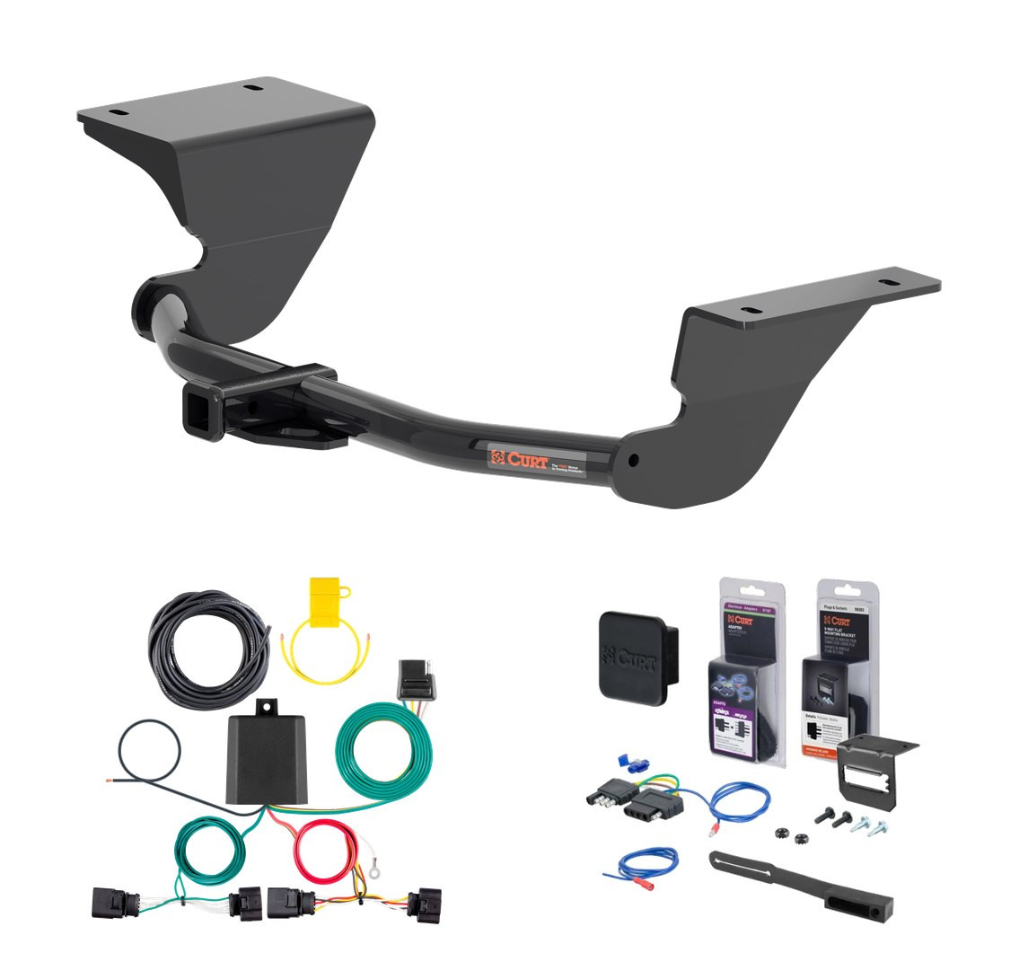 2019 - 2026 Volkswagen Jetta Sedan, excluding GLI Curt 1-1/4" Class 1 Trailer Tow Hitch + 5-Flat Wiring Kit Tow Boat/Utility Trailer with Surge Brakes 11540