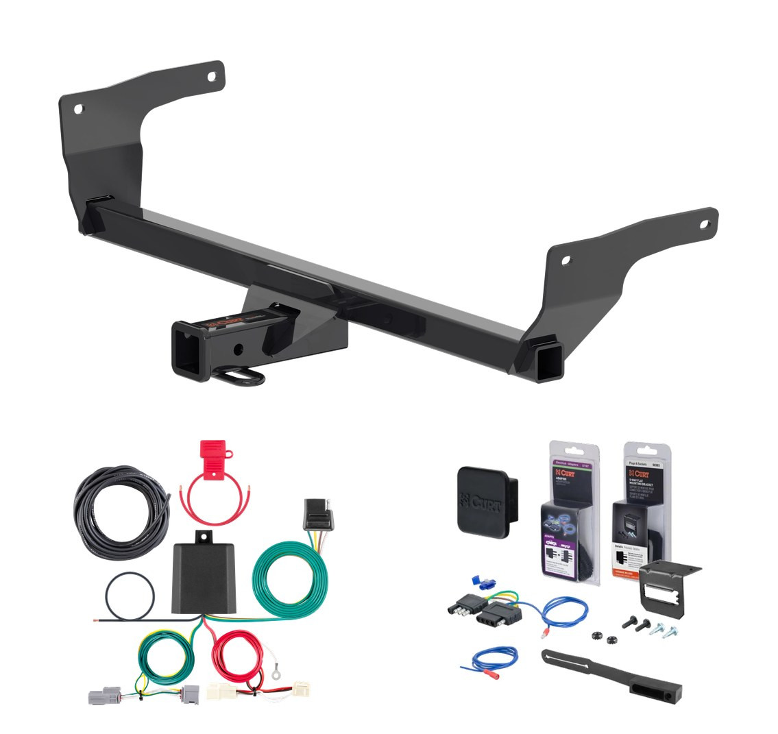 2021 - 2024 Toyota Venza Curt 2" Class 3 Trailer Tow Hitch + 5-Flat Wiring Kit Tow Boat/Utility Trailer with Surge Brakes 13468