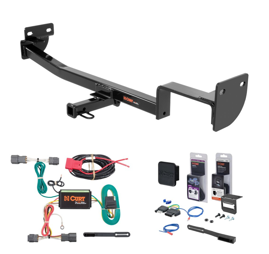 2014 - 2019 Kia Soul w/ LED taillights Curt 1-1/4" Class 1 Trailer Tow Hitch + 5-Flat Wiring Kit Tow Boat/Utility Trailer with Surge Brakes 11419