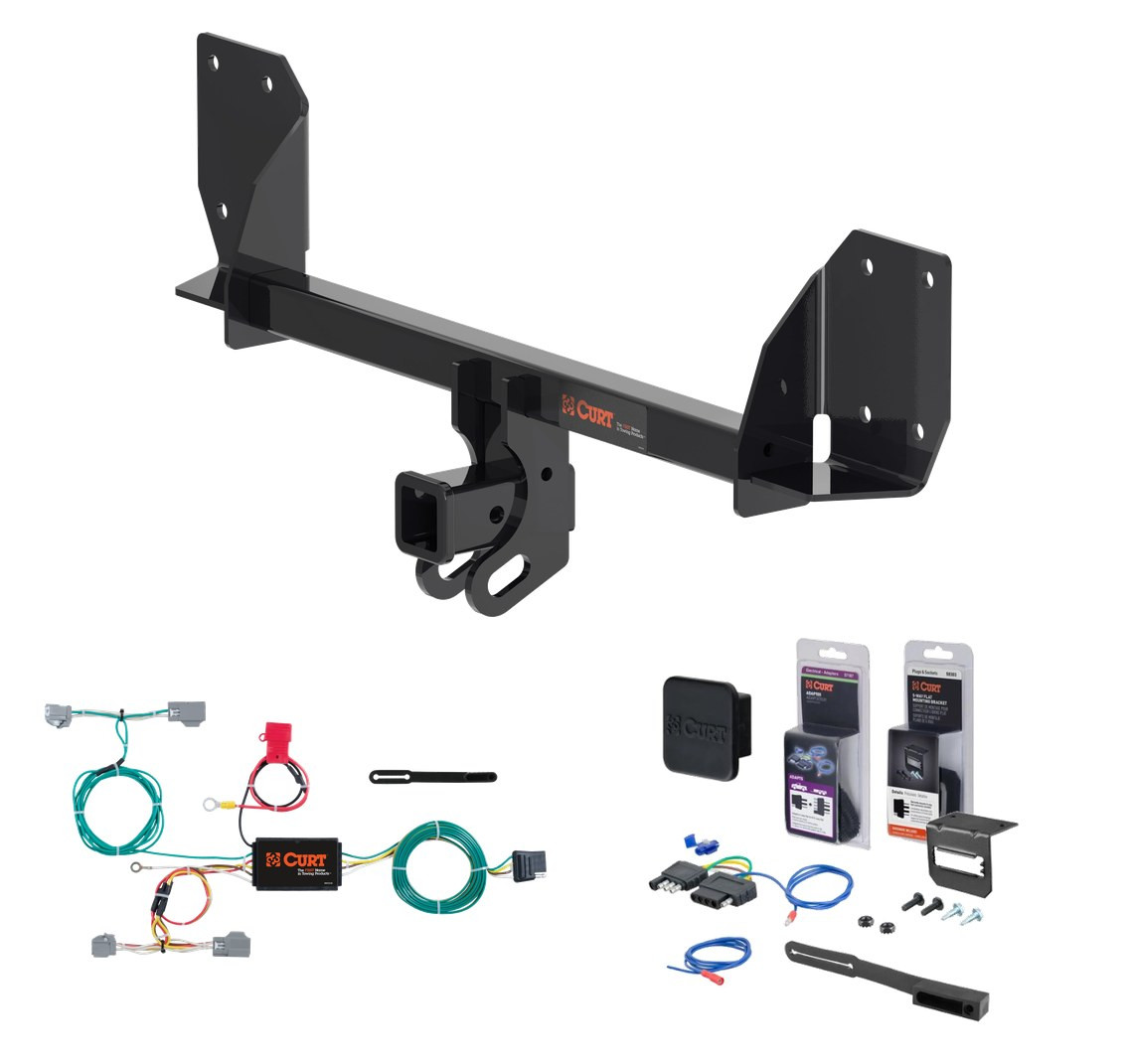 2018 - 2020 Volvo XC90 Curt 2" Class 3 Trailer Tow Hitch + 5-Flat Wiring Kit Tow Boat/Utility Trailer with Surge Brakes 13467