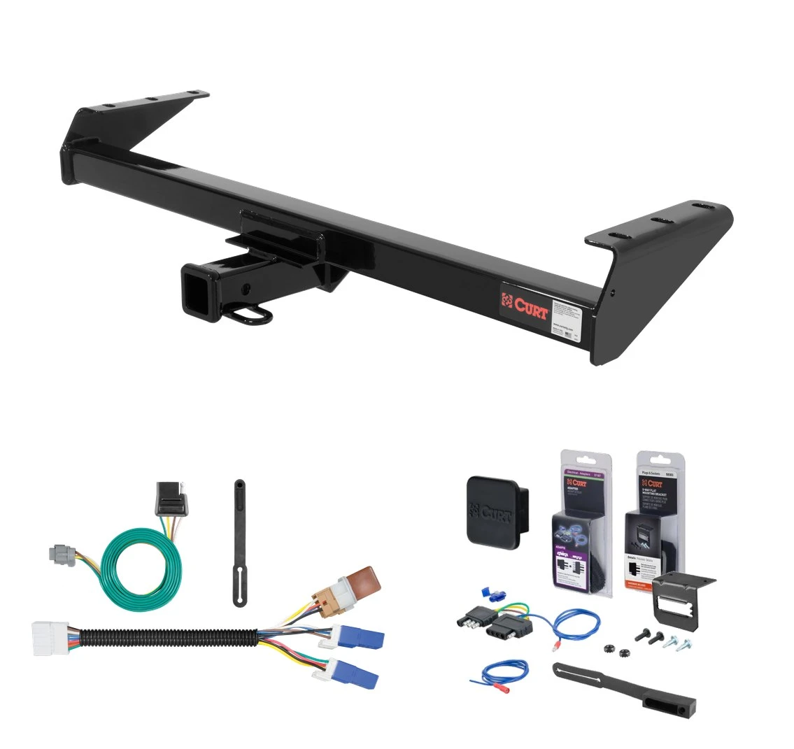 2005 - 2026 Nissan Frontier Curt 2" Class 3 Trailer Tow Hitch + 5-Flat Wiring Kit Tow Boat/Utility Trailer with Surge Brakes 13241-1
