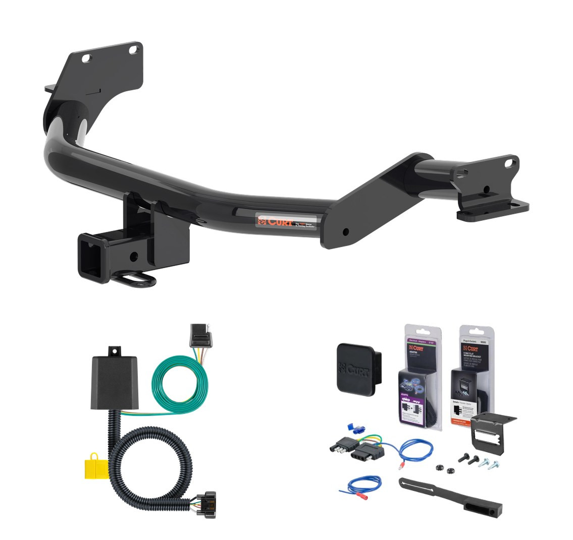 2020 - 2022 Kia Telluride Curt 2" Class 3 Trailer Tow Hitch + 5-Flat Wiring Kit Tow Boat/Utility Trailer with Surge Brakes 13420